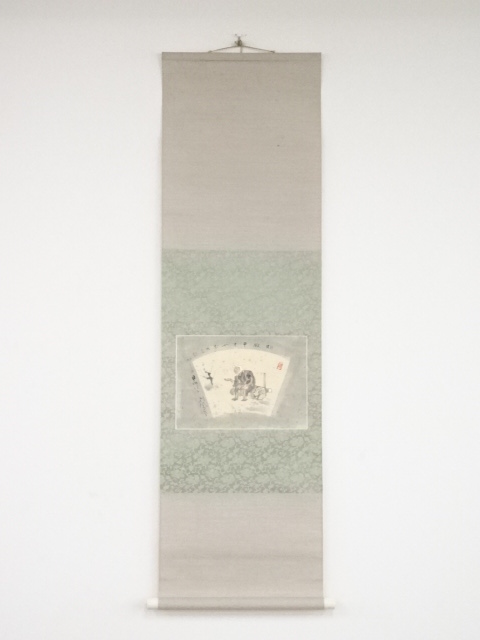 JAPANESE HANGING SCROLL / HAND PAINTED / LUMBERJACK / ARTISTS WORK